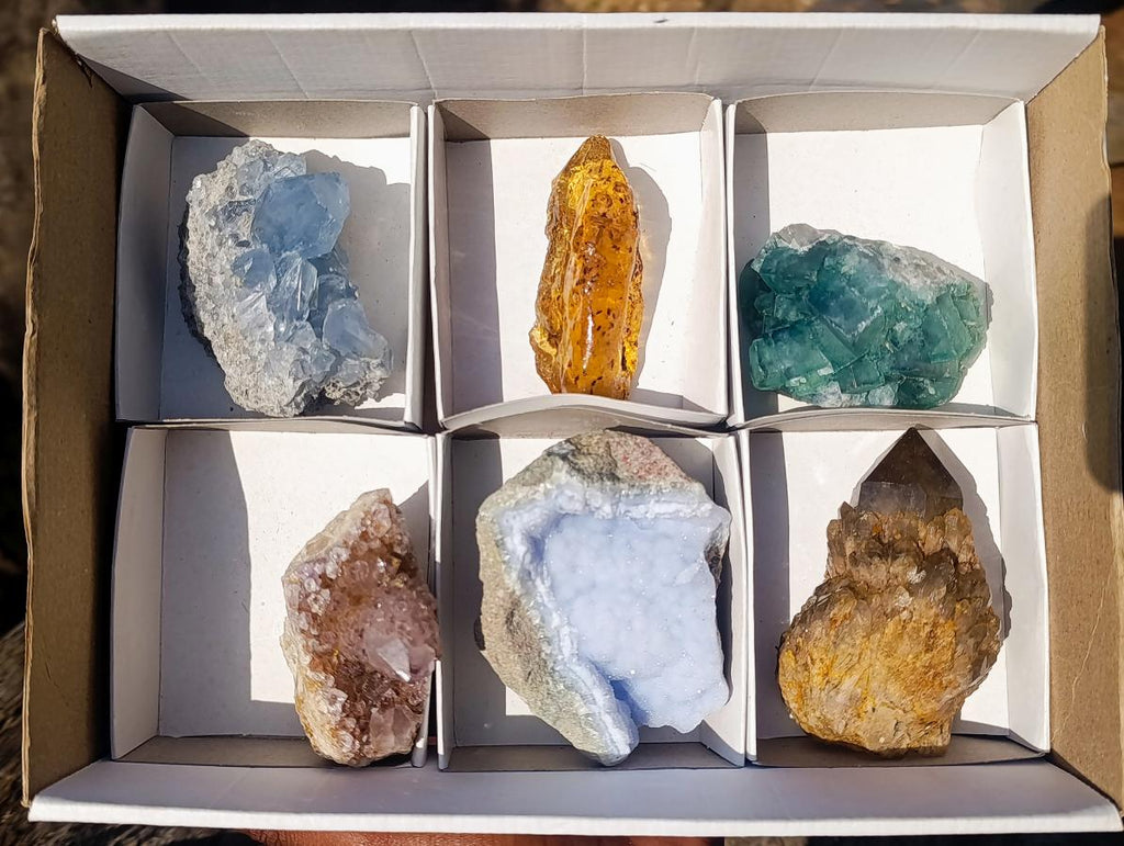 Natural Mix of African Minerals and Crystals Set of 6 x 1 From Southern Africa
