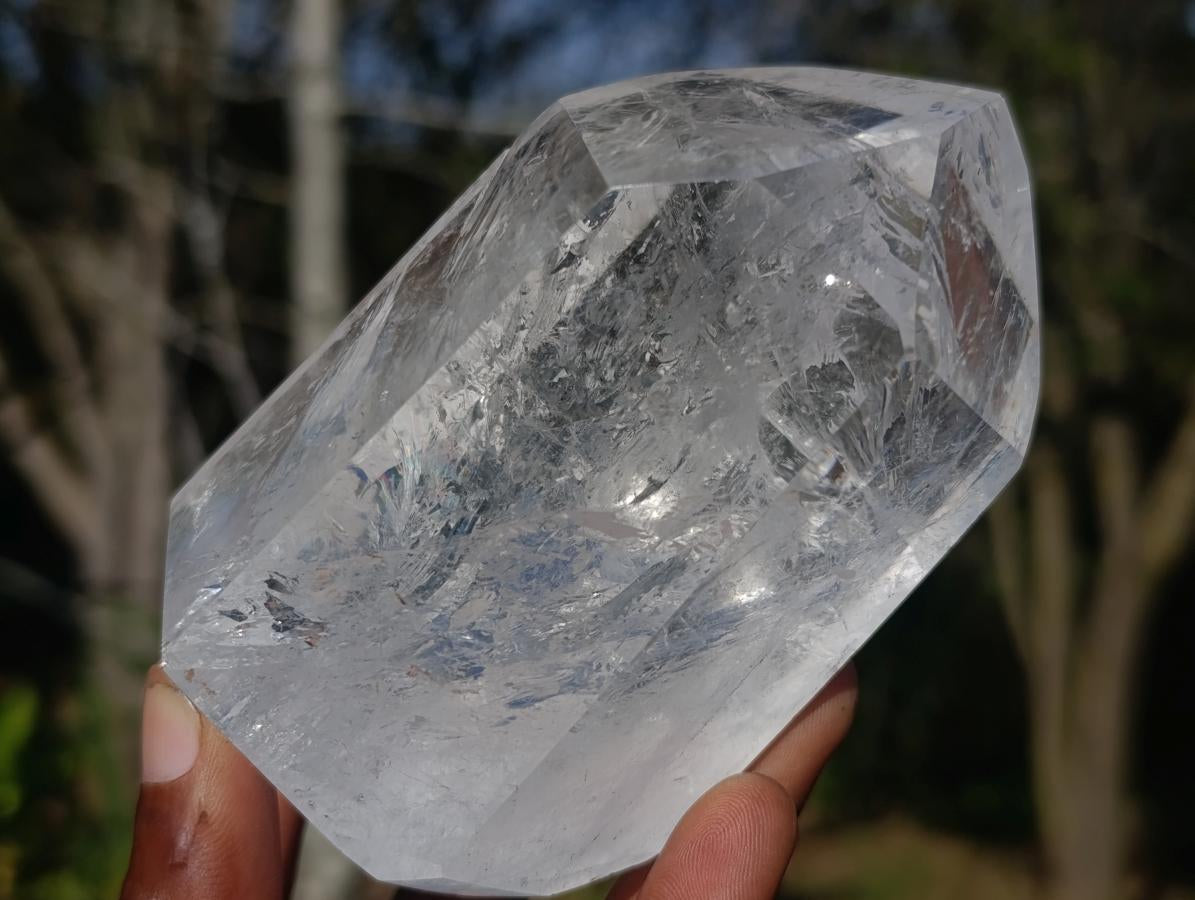 Polished Reflective Veiled Quartz Display Crystal x 1 From Madagascar