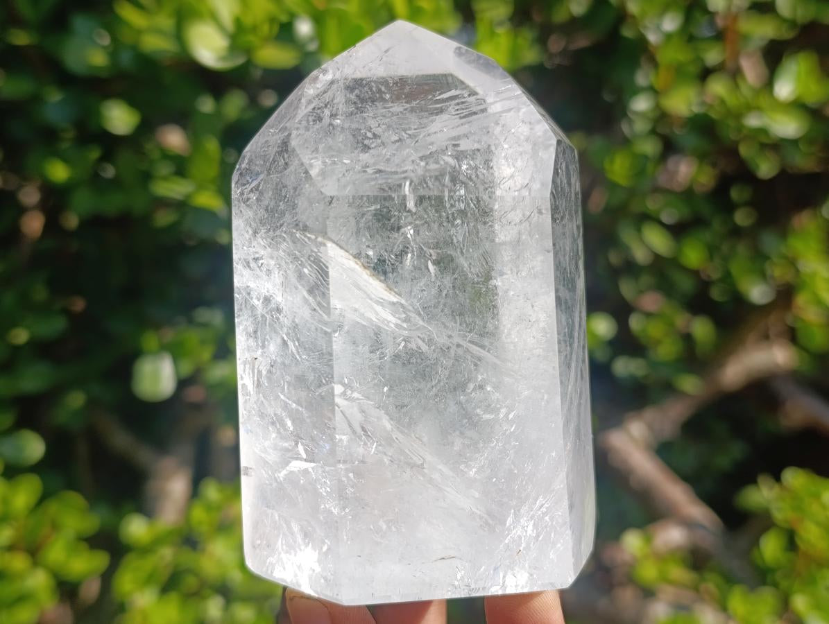 Polished Reflective Veiled Quartz Display Crystal x 1 From Madagascar