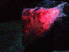 Natural Clear Brandberg Quartz Crystal Geode with Fluorescent Calcite Crystals x 1 From Brandberg, Namibia