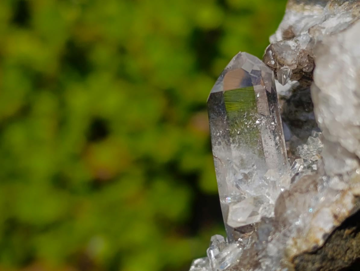 Natural Clear Brandberg Quartz Crystal Geode with Fluorescent Calcite Crystals x 1 From Brandberg, Namibia