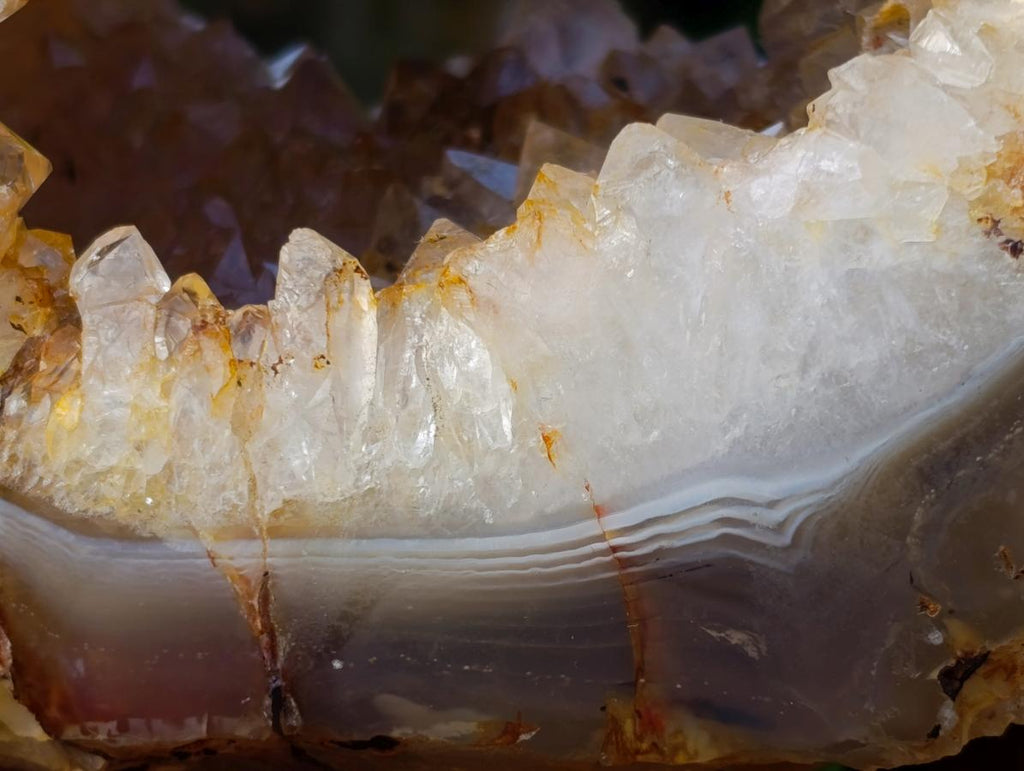 Polished Holy Agate Crystalline Geode Slice x 1 From Maintirano, Madagascar