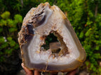 Polished Holy Agate Crystalline Geode Slice x 1 From Maintirano, Madagascar