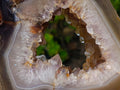 Polished Holy Agate Crystalline Geode Slice x 1 From Maintirano, Madagascar