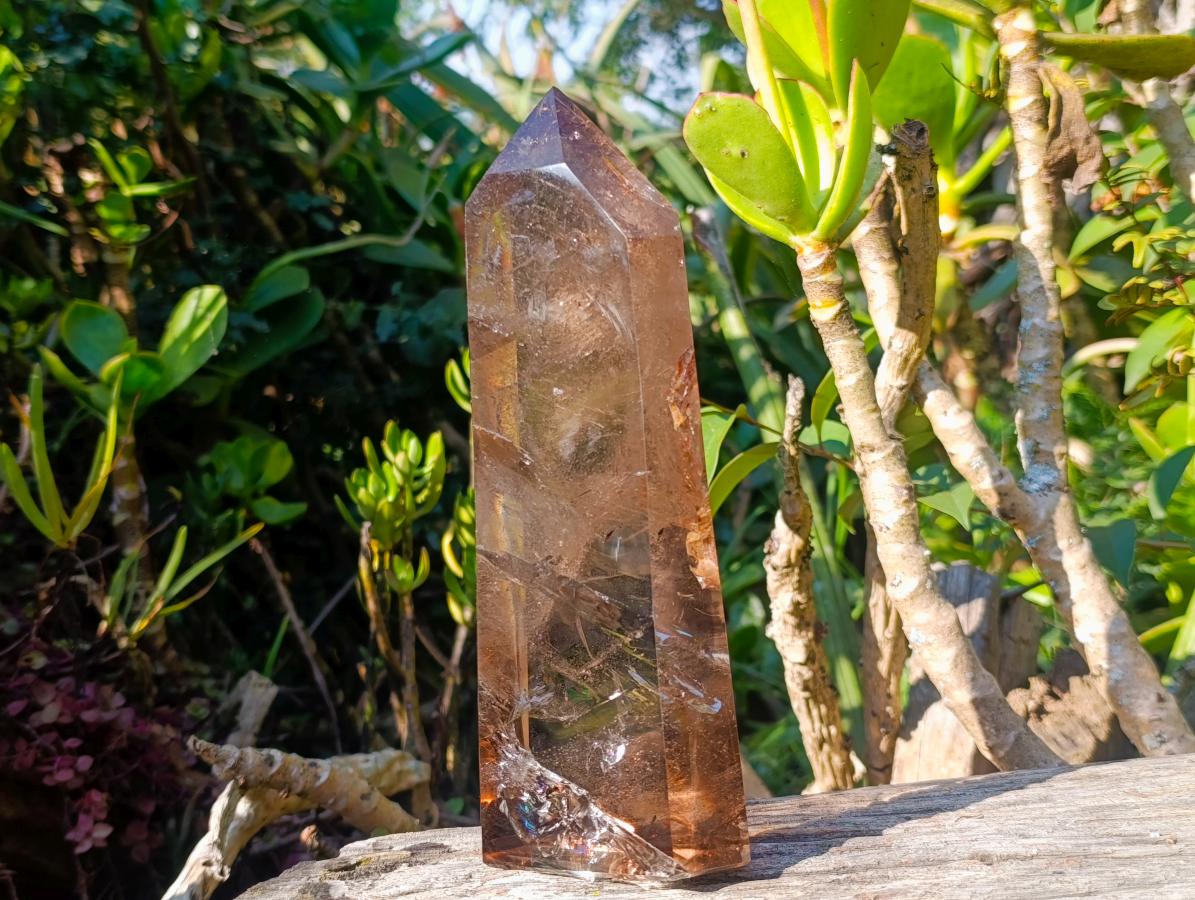 Polished Large Smokey Quartz Display Crystal with Veil Inclusions x 1 From Anjozorobe, Madagascar