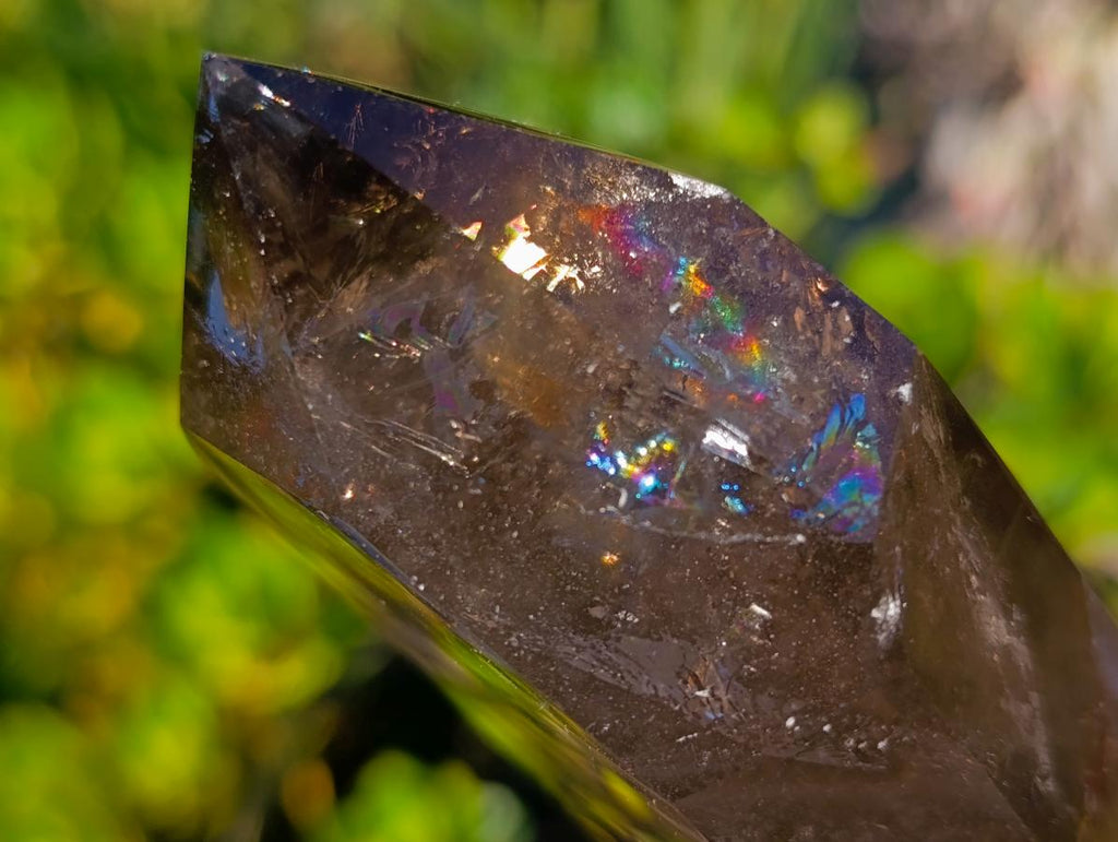 Polished Large Smokey Quartz Display Crystal with Veil Inclusions x 1 From Anjozorobe, Madagascar