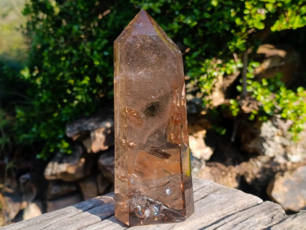 Polished Large Smokey Quartz Display Crystal with Veil Inclusions x 1 From Anjozorobe, Madagascar