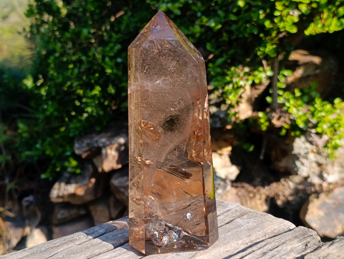 Polished Large Smokey Quartz Display Crystal with Veil Inclusions x 1 From Anjozorobe, Madagascar