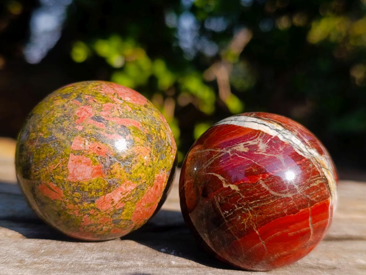 Polished Mix of African Gemstone Spheres Set of 6 x 1 From Southern Africa