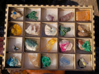 Natural Mix of African Specimens Set of 20 in a Wooden Display Box x 1 From Southern Africa