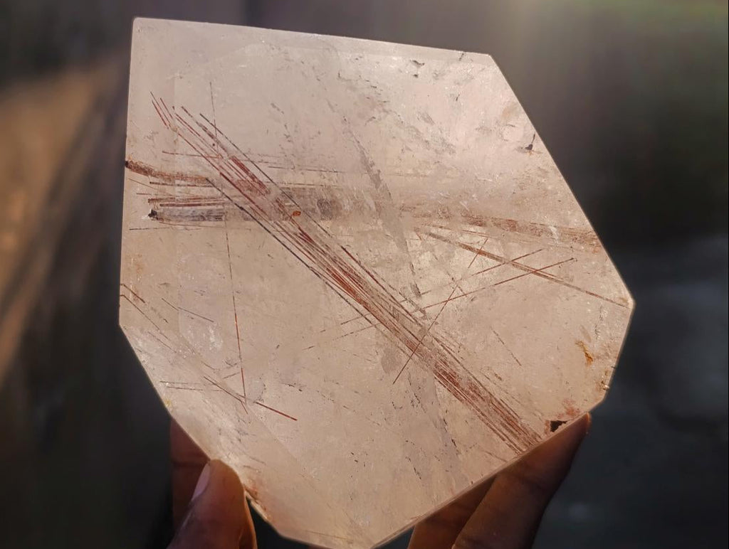 Polished Large Copper and Black Rutilated Quartz Display Crystal x 1 From Madagascar