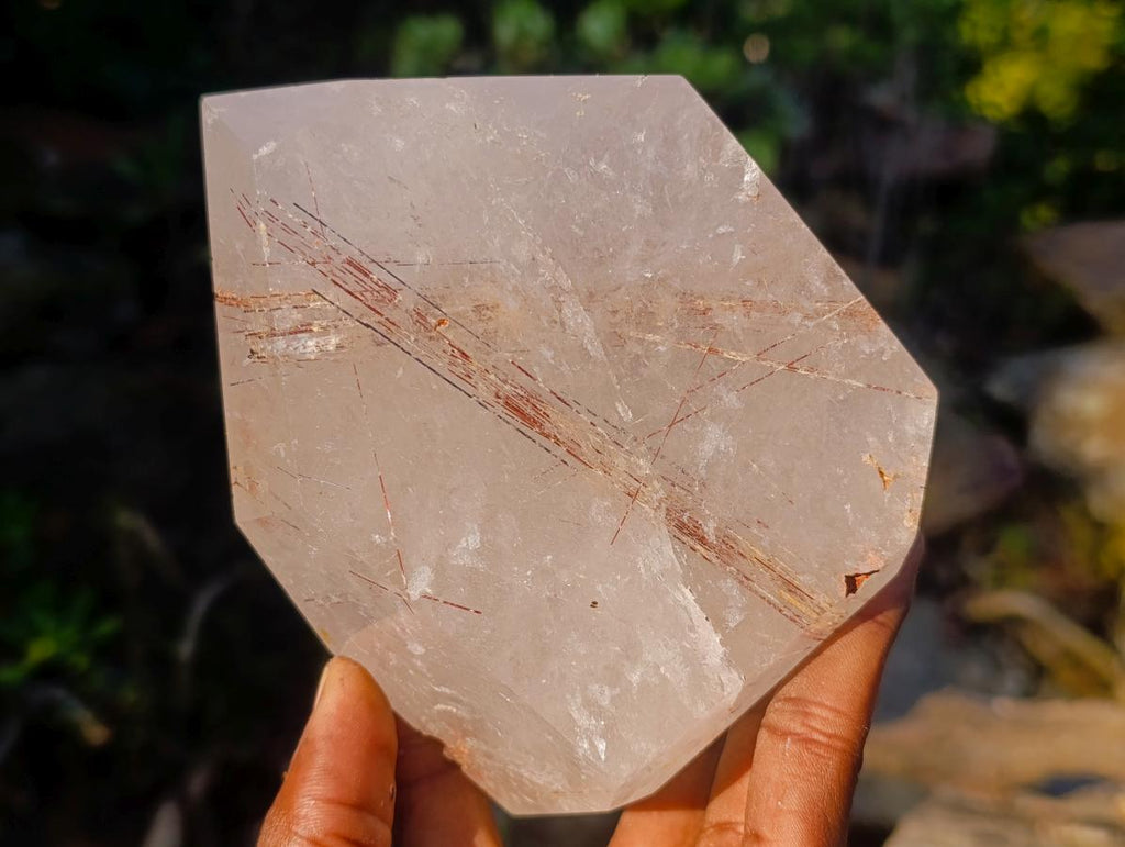 Polished Large Copper and Black Rutilated Quartz Display Crystal x 1 From Madagascar