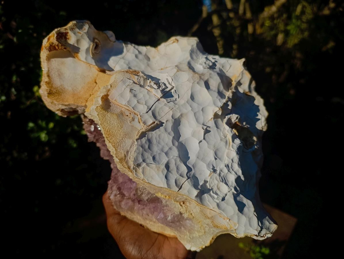 Natural Large Coral Chalcedony Geode with Crystalline Amethyst Centre x 1 From Maintirano, Madagascar