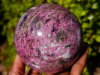 Polished Large Rubellite Pink Tourmaline Sphere in Smokey Quartz and Feldspar Schist x 1 From Madagascar