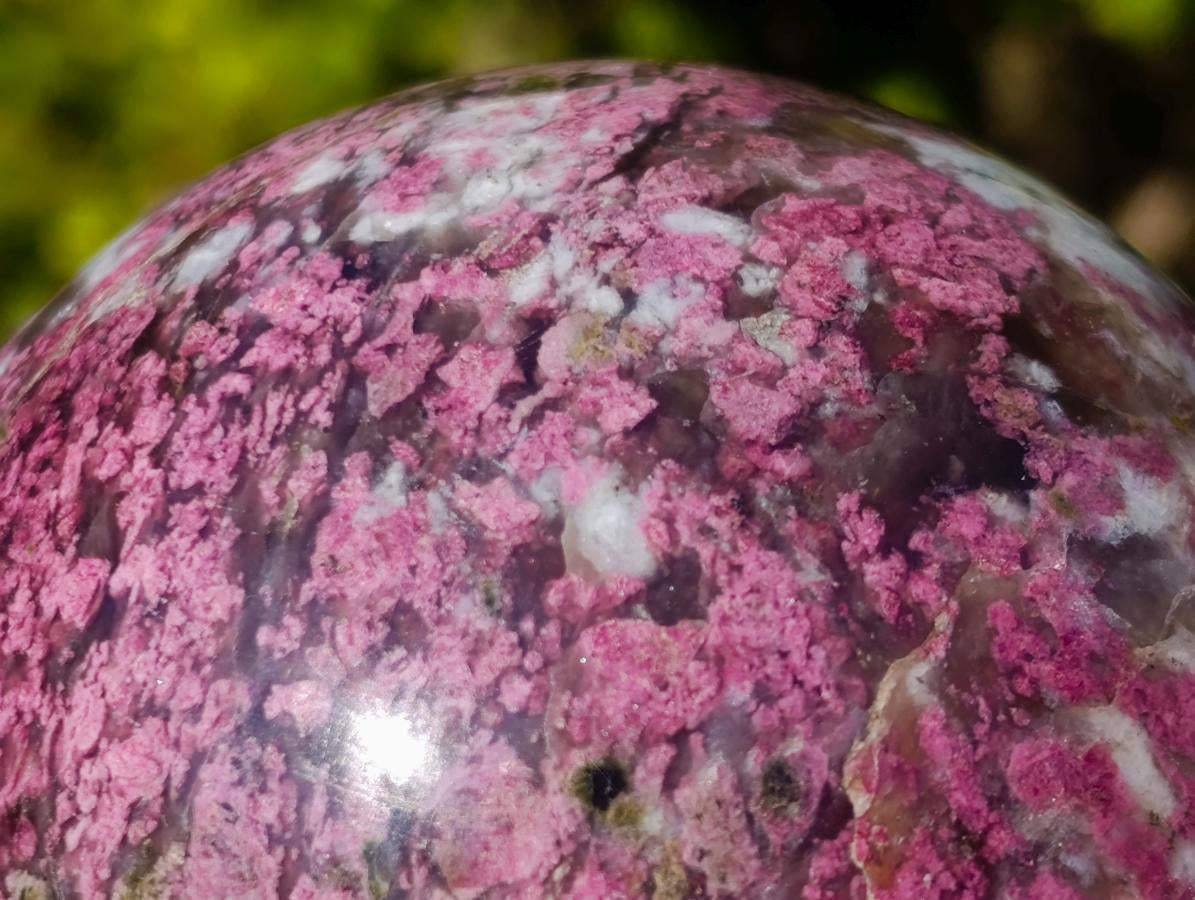 Polished Large Rubellite Pink Tourmaline Sphere in Smokey Quartz and Feldspar Schist x 1 From Madagascar
