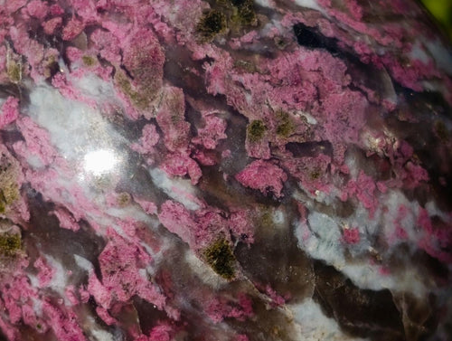 Polished Large Rubellite Pink Tourmaline Sphere in Smokey Quartz and Feldspar Schist x 1 From Madagascar