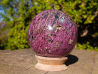 Polished Large Rubellite Pink Tourmaline Sphere in Smokey Quartz and Feldspar Schist x 1 From Madagascar