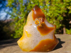 Polished Carnelian Agate Gemstone Flame with Natural Vug Cavity x 1 From Madagascar