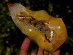 Polished Carnelian Agate Gemstone Flame with Natural Vug Cavity x 1 From Madagascar