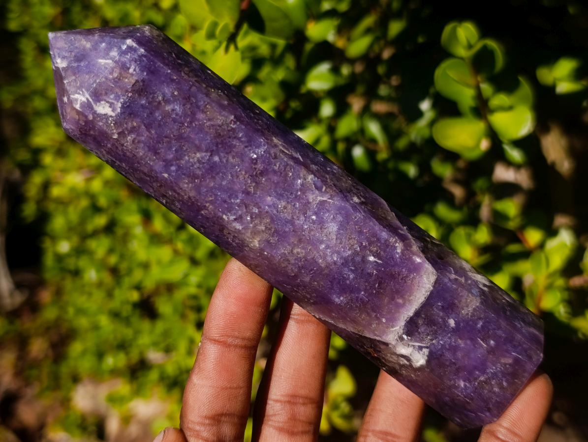 Polished Purple Lepidolite Display Crystal with Pink Tourmaline x 1 From Madagascar