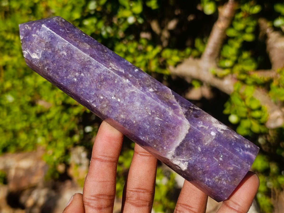 Polished Purple Lepidolite Display Crystal with Pink Tourmaline x 1 From Madagascar