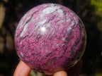 Polished Rubellite Pink Tourmaline Sphere with Wooden Stand x 1 From Madagascar