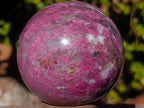Polished Rubellite Pink Tourmaline Sphere with Wooden Stand x 1 From Madagascar