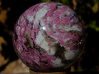 Polished Rubellite Pink Tourmaline Sphere with Wooden Stand x 1 From Madagascar