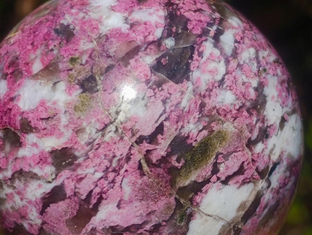 Polished Rubellite Pink Tourmaline Sphere with Wooden Stand x 1 From Madagascar