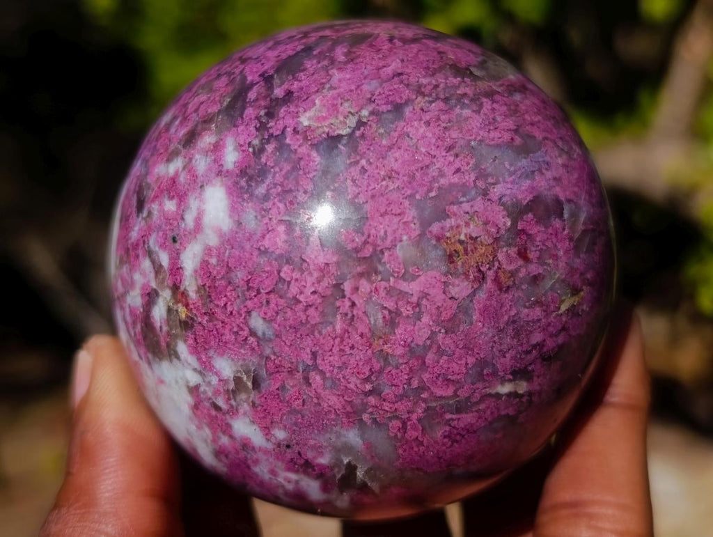Polished Rubellite Pink Tourmaline Sphere with Wooden Stand x 1 From Madagascar
