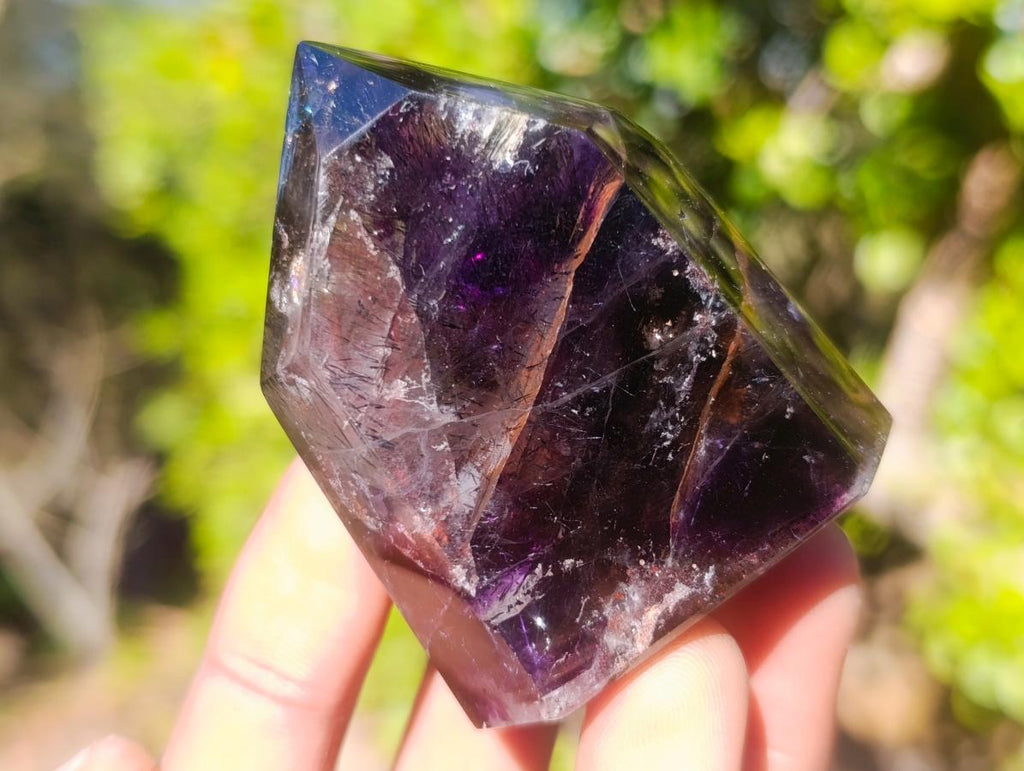 Polished Smokey Amethyst Window Crystal x 1 From Akansobe, Madagascar