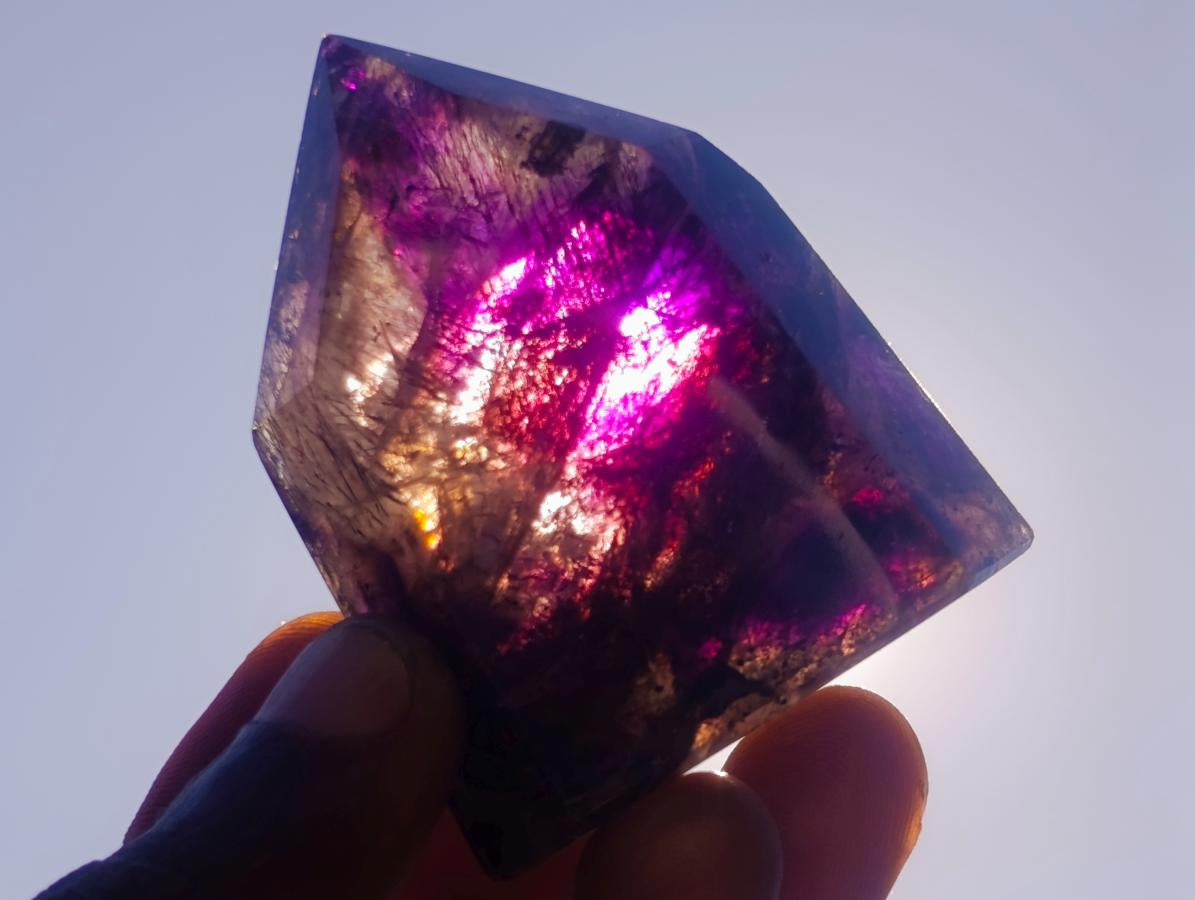 Polished Smokey Amethyst Window Crystal x 1 From Akansobe, Madagascar