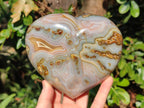 Polished Large Exquisite Agate Gemstone Heart x 1 From Lemur Island, Madagascar