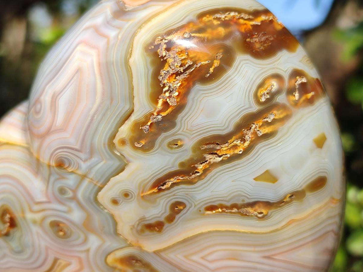 Polished Large Exquisite Agate Gemstone Heart x 1 From Lemur Island, Madagascar