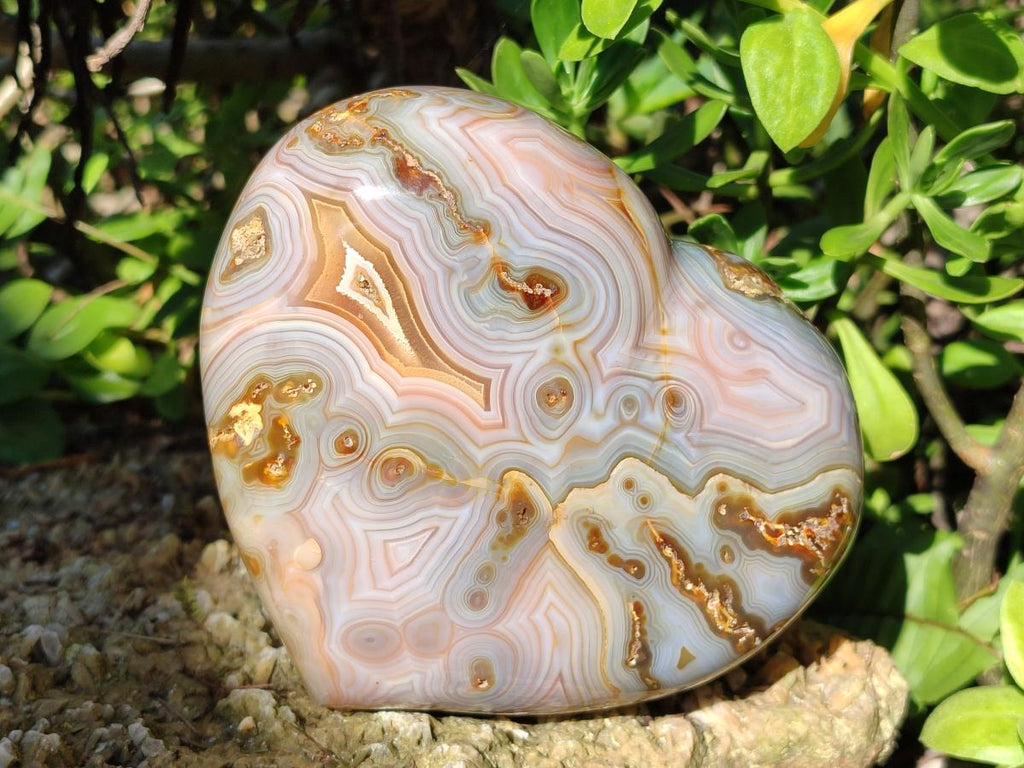 Polished Large Exquisite Agate Gemstone Heart x 1 From Lemur Island, Madagascar