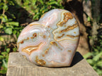 Polished Large Exquisite Agate Gemstone Heart x 1 From Lemur Island, Madagascar