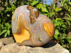 Polished Large Exquisite Agate Gemstone Heart x 1 From Lemur Island, Madagascar