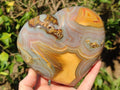 Polished Large Exquisite Agate Gemstone Heart x 1 From Lemur Island, Madagascar