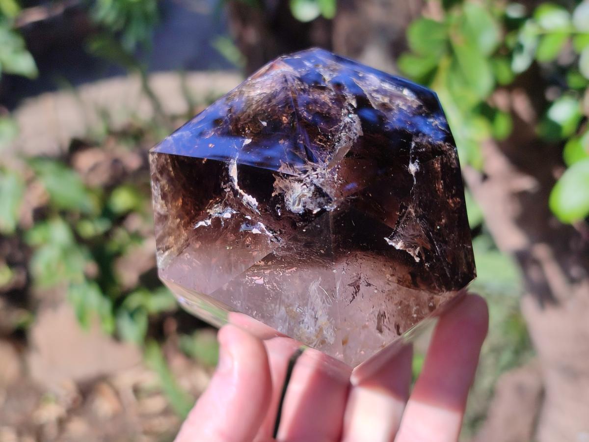 Polished Large Black Cloud Smokey Morion Window Quartz Display Crystal x 1 From Akansobe, Madagascar