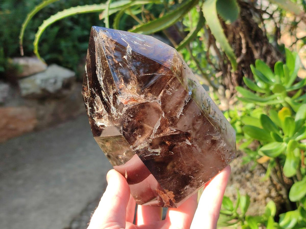 Polished Large Black Cloud Smokey Morion Window Quartz Display Crystal x 1 From Akansobe, Madagascar