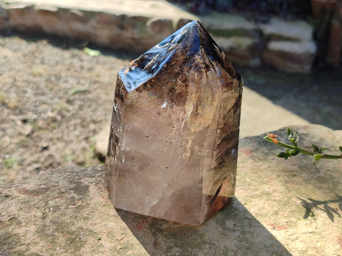 Polished Large Black Cloud Smokey Morion Window Quartz Display Crystal x 1 From Akansobe, Madagascar