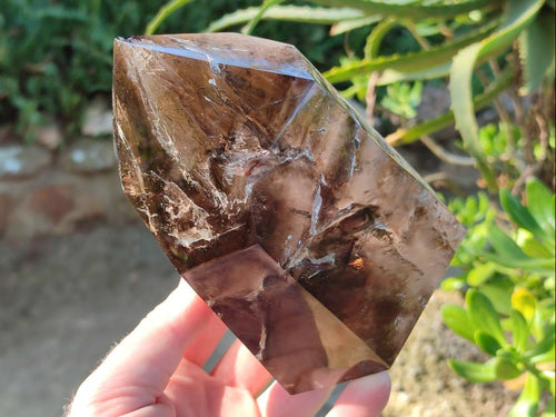 Polished Large Black Cloud Smokey Morion Window Quartz Display Crystal x 1 From Akansobe, Madagascar