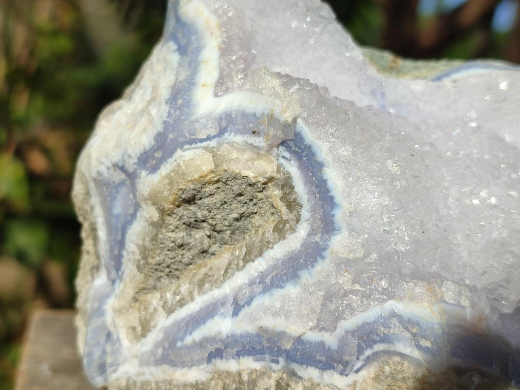 Natural Cabinet Size Blue Lace Agate Specimen with Crystalline Centre x 1 From Nsanje, Malawi