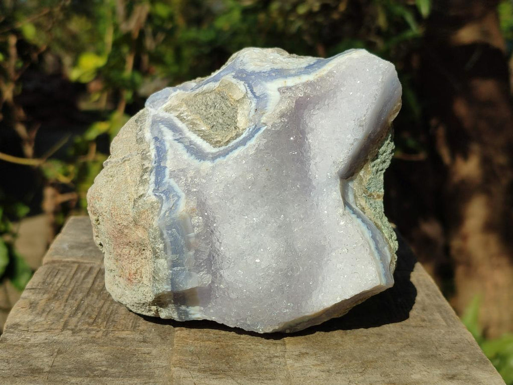 Natural Cabinet Size Blue Lace Agate Specimen with Crystalline Centre x 1 From Nsanje, Malawi