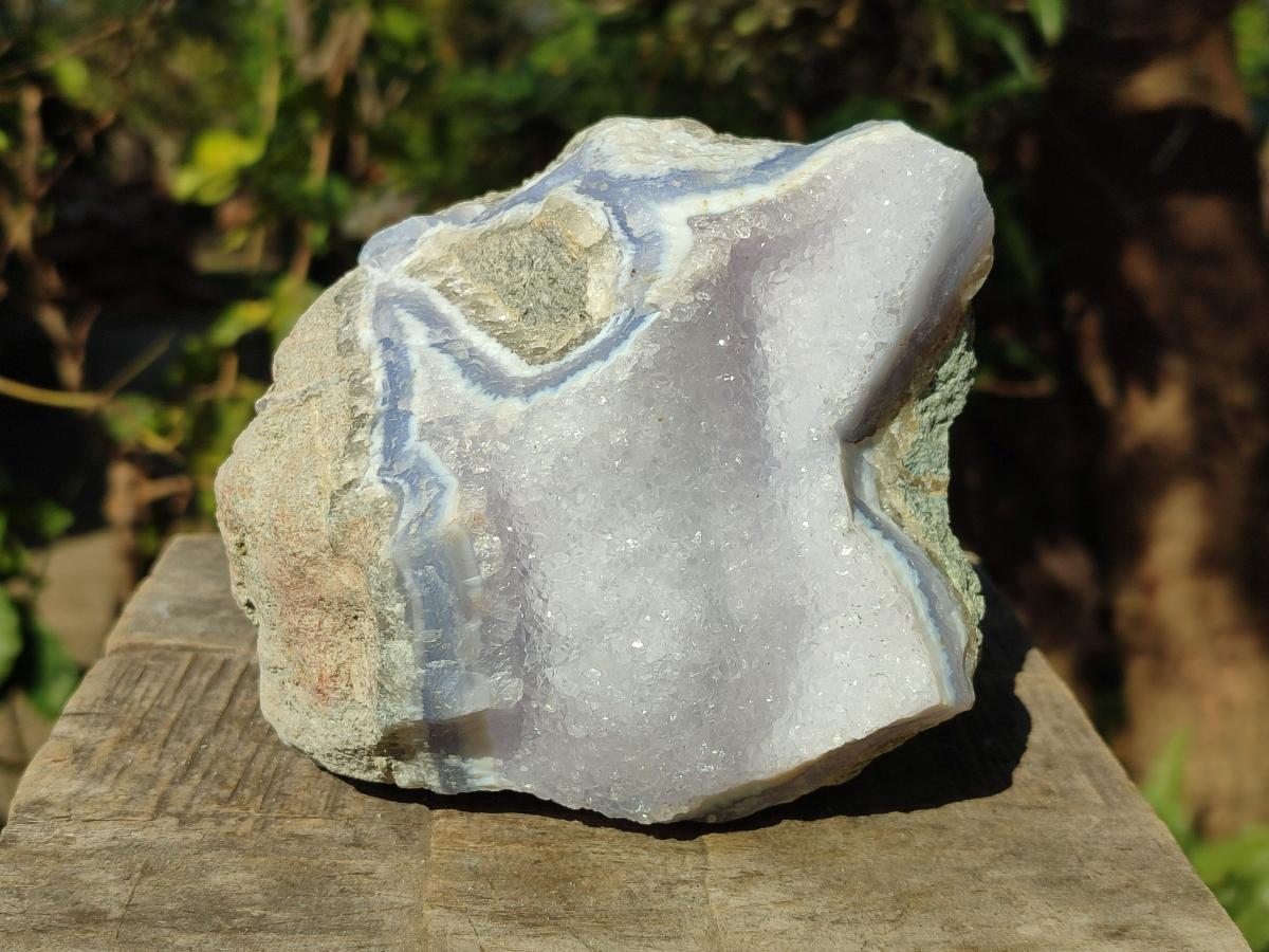 Natural Cabinet Size Blue Lace Agate Specimen with Crystalline Centre x 1 From Nsanje, Malawi