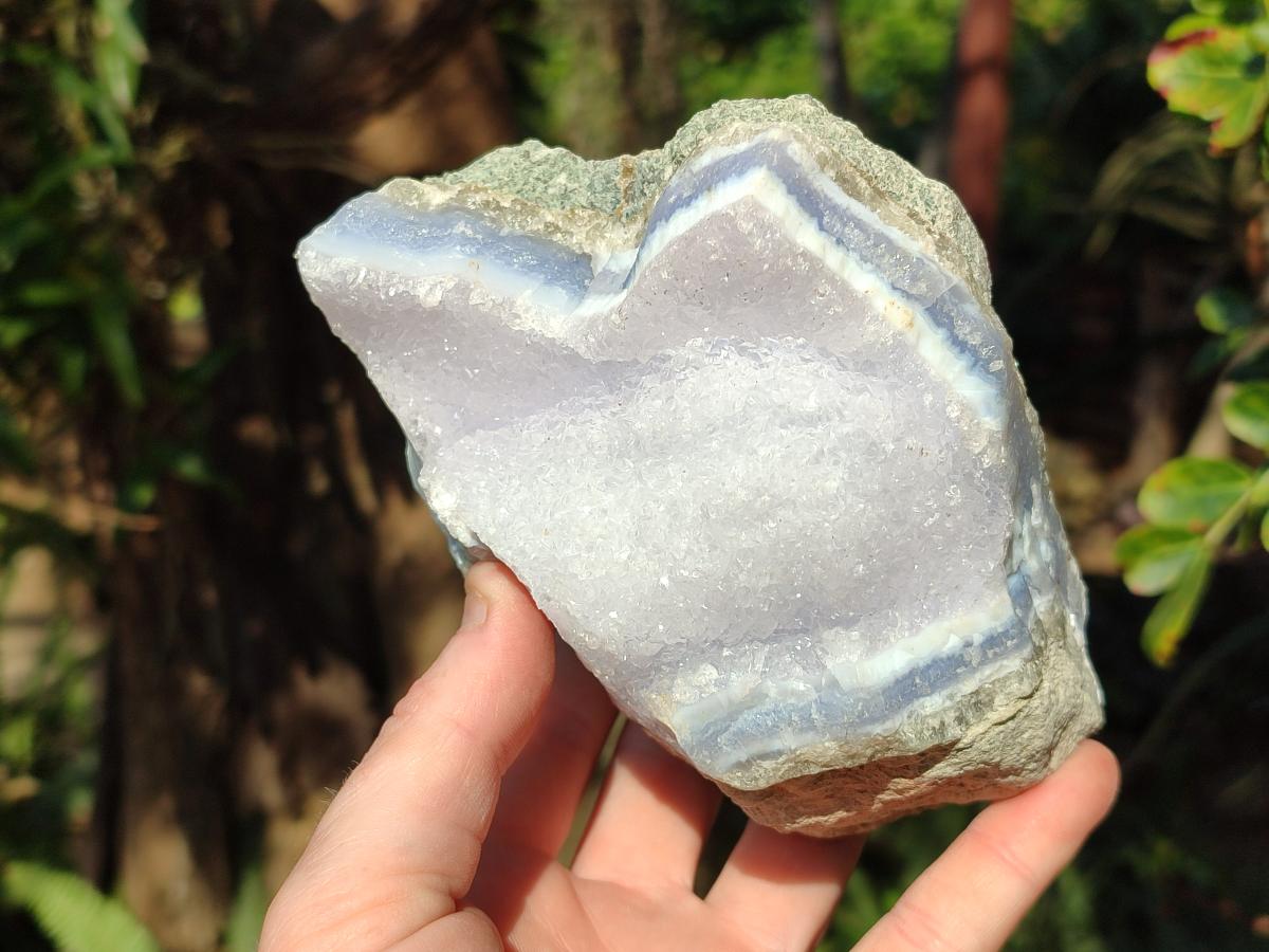 Natural Cabinet Size Blue Lace Agate Specimen with Crystalline Centre x 1 From Nsanje, Malawi