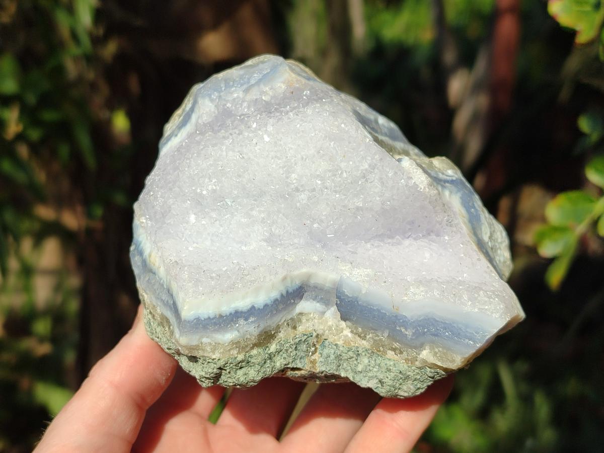 Natural Cabinet Size Blue Lace Agate Specimen with Crystalline Centre x 1 From Nsanje, Malawi