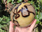 Polished XL Septerye Egg with Yellow Calcite Centre x 1 From Mahajanga, Madagascar