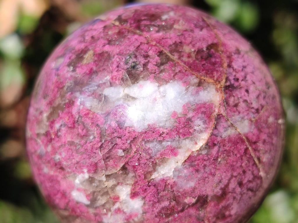 Polished Pink Rubellite Tourmaline in Matrix Sphere with Wooden Stand x 1 From Madagascar