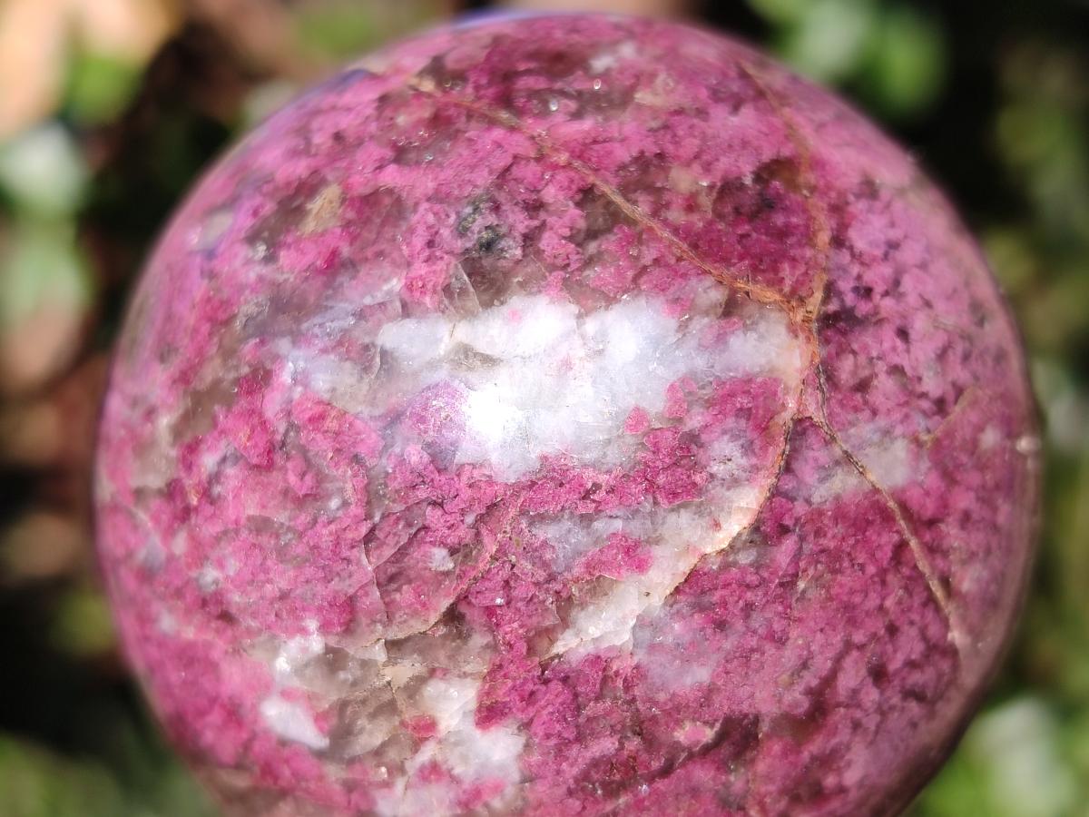 Polished Pink Rubellite Tourmaline in Matrix Sphere with Wooden Stand x 1 From Madagascar